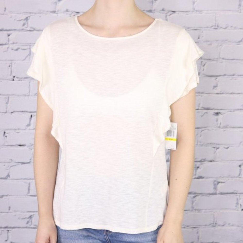 NWT CeCe cream ruffled short sleeve t-shirt r3